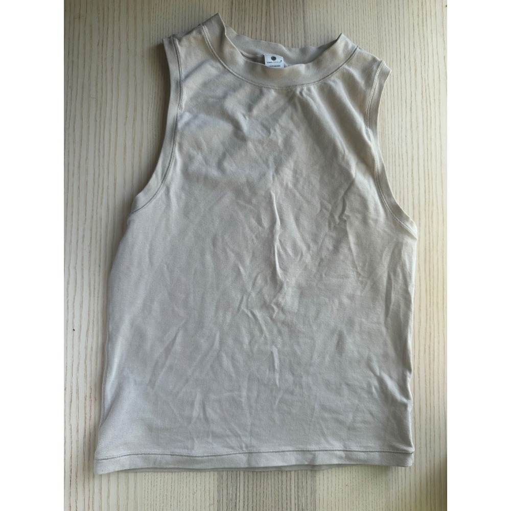 Yogalicious Airlite Melissa Crop Tank Top Beige Small Muscle Tank Workout Yoga